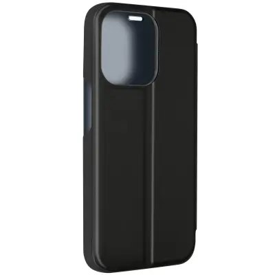 Clear View torbica za iPhone 15 Pro Max preklop ogledalo funkcija stalka crna