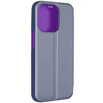 Clear View torbica za iPhone 15 Pro Max ogledalo funkcija stalka lavanda ljubičasta
