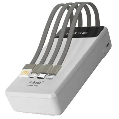 Prijenosna baterija 25800mAh 4 u 1 kabel i USB izlaz LinQ Bijela