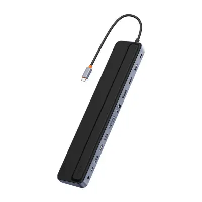 Baseus EliteJoy Gen2 serija 12-u-1 USB-C hub za 2xHDMI + 3xUSB 3.0 + PD + DP + SD/TF + RJ45 + Type-C + 3,5 mm (tamnosiva)