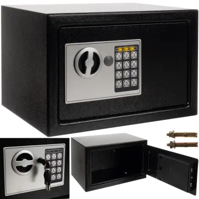 Varnostni XL digitalni elektronski sef 200x 310x200mm crn 10L + ključ