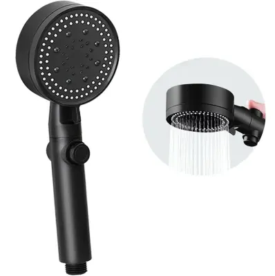 Tuš ručka EKO inox crna 5 funkcija 24,5cm