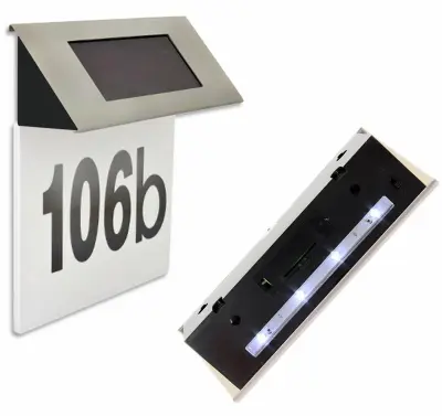 Inox LED solarni kućni broj na ploči 17cm