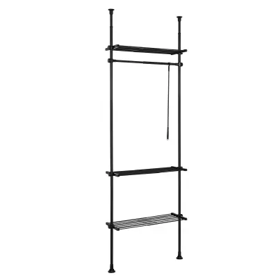 SoBuy telescopic wardrobe system in color black in minimalism style