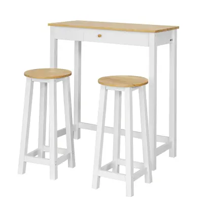 SoBuy set of bar table with 2 stools  in color white in farmhouse style