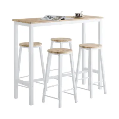 SoBuy set of bar table with 4 stools  in birch pattern in industrial style