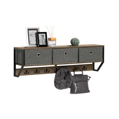 SoBuy wall-mounted shelf in wood color in industrial style