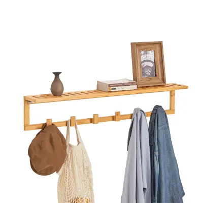 SoBuy wall-mounted shelf in wood color in farmhouse style
