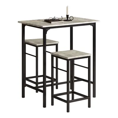 SoBuy set of bar table with 2 stools  in cement pattern in industrial style
