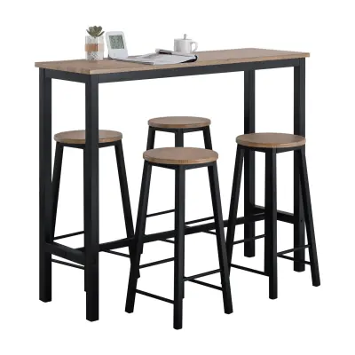 SoBuy set of bar table with 4 stools  in color black in industrial style
