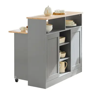 SoBuy kitchen island with foldable tabletop in color grey in scandinavian style
