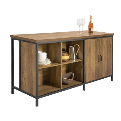 SoBuy kitchen island kitchen desk in color brown in industrial style
