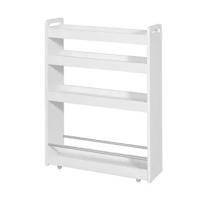SoBuy narrow storage shelf on wheels in color white in scandinavian style