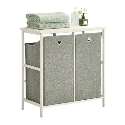 SoBuy bathroom storage cabinet with laundry in color white in scandinavian style