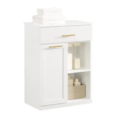 SoBuy bathroom storage cabinet with laundry in color white in bohe style