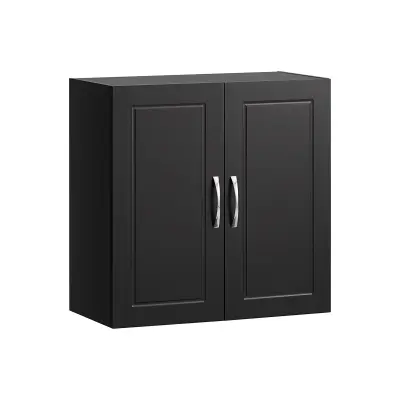SoBuy wall mounted cabinet with 2 doors in color black in scandinavian style