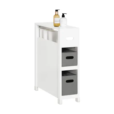SoBuy free standing bathroom toilet paper roll holder in color white in minimalism style