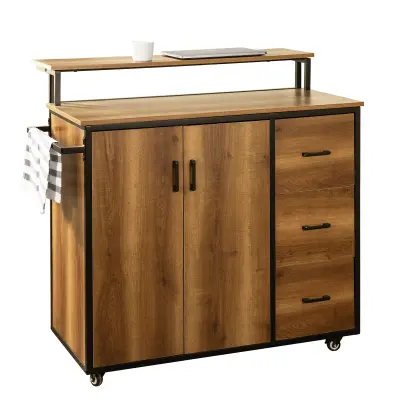 SoBuy kitchen island on wheels in color brown in industrial style