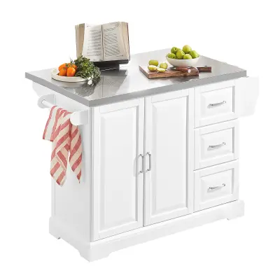 SoBuy kitchen island on wheels in color white in scandinavian style