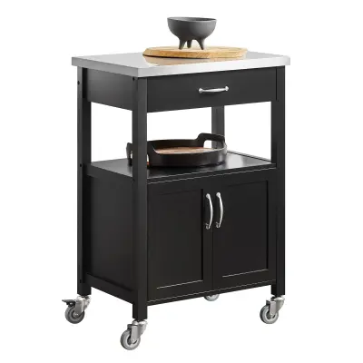 SoBuy kitchen cabinet on wheels  in color black in scandinavian style