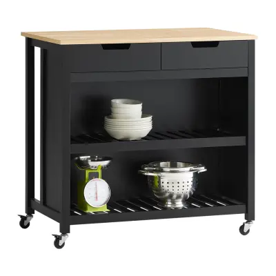 SoBuy kitchen island on wheels in color black in scandinavian style
