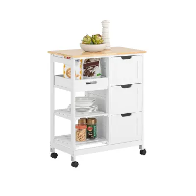 SoBuy kitchen cabinet on wheels  in color white in scandinavian style