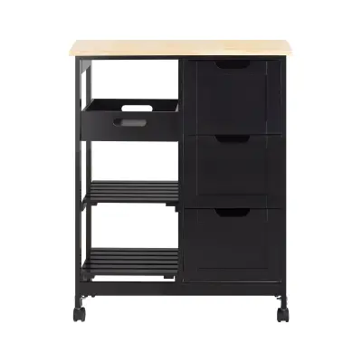 SoBuy kitchen cabinet on wheels  in color black in scandinavian style