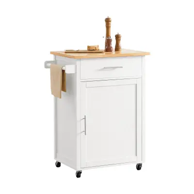 SoBuy kitchen cabinet on wheels  in color white in scandinavian style