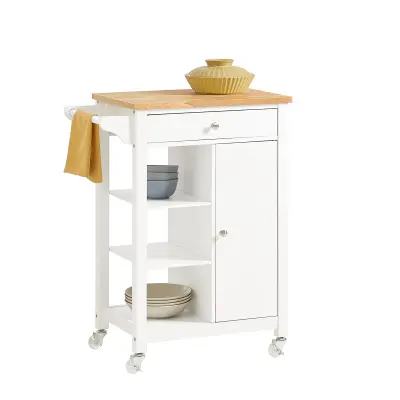 SoBuy kitchen cabinet on wheels  in color white in scandinavian style