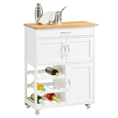 SoBuy kitchen cabinet on wheels  in color white in scandinavian style