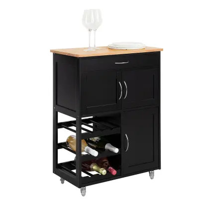 SoBuy kitchen cabinet on wheels  in color black in scandinavian style