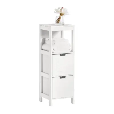 SoBuy barthroom corner cabinet with 2 drawers in color white in scandinavian style