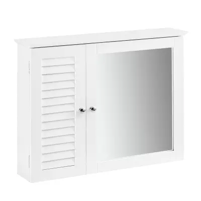 SoBuy wall cabinet with door in mirror in color white in scandinavian style