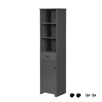 SoBuy bathroom tall cabinet with 3 open compartments in color grey in minimalism style