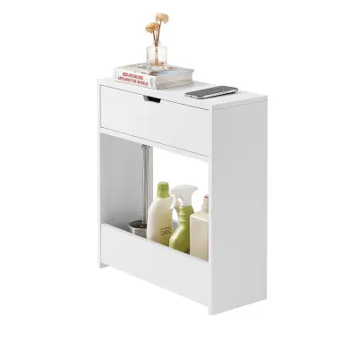 SoBuy free standing bathroom toilet paper roll holder in color white in scandinavian style