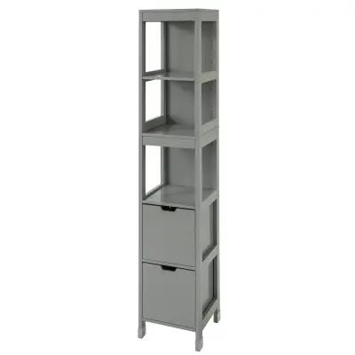 SoBuy bathroom tall cabinet with 2 drawers in color grey in scandinavian style