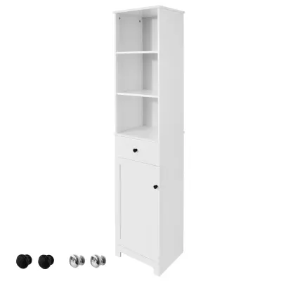 SoBuy bathroom tall cabinet with 3 open compartments in color white in minimalism style