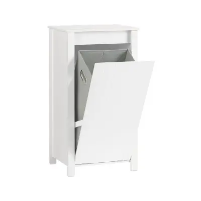 SoBuy bathroom storage cabinet with laundry in color white in minimalism style