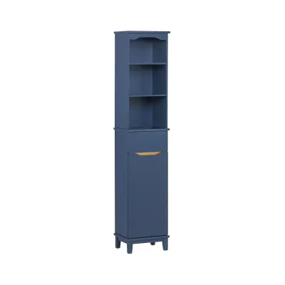 SoBuy bathroom tall cabinet with 1 drawer and 1 door in color blue in coastal style