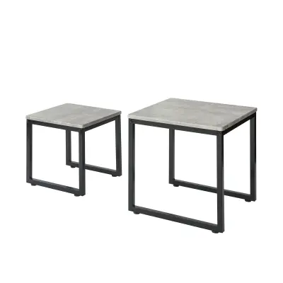 SoBuy set of 2 nesting coffee tables in cement pattern in industrial style
