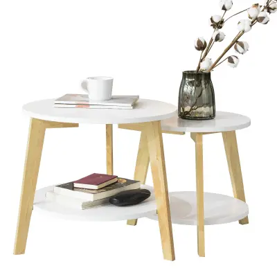 SoBuy set of 2 console tables in color white in scandinavian style
