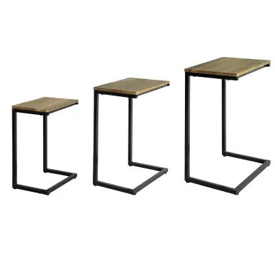 SoBuy set of 3 nesting coffee tables in color brown in industrial style