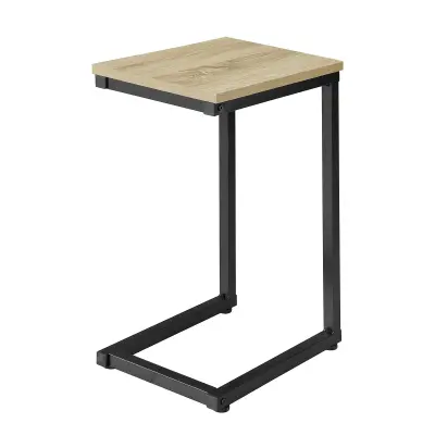 SoBuy sofa table in c shape in wood color in industrial style