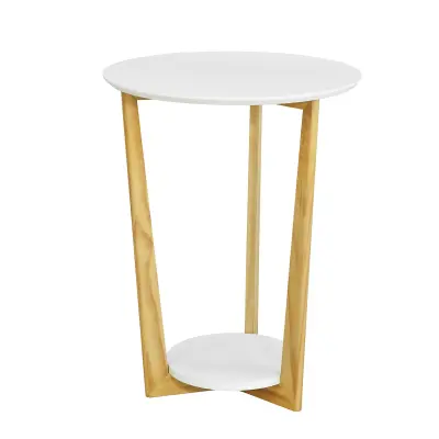 SoBuy wood sofa side table in color white in scandinavian style