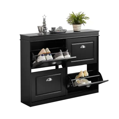 Ormarić za Cipele s 4 Poklopca Crni 105x24x82cm FSR79-SCH