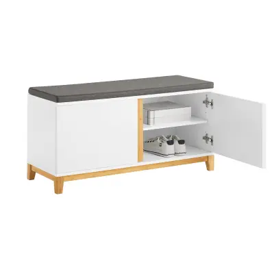 SoBuy hallway bench shoe rack with seat in color white in farmhouse style