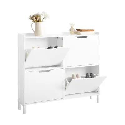 SoBuy hallway narrow shoe cabinet in color white in minimalism style