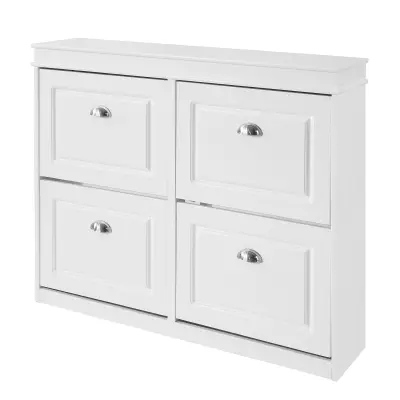 Ormarić za Cipele s 4 Vrata Tankog Dizajna Bijela Boja 105x24x83cm FSR79-W