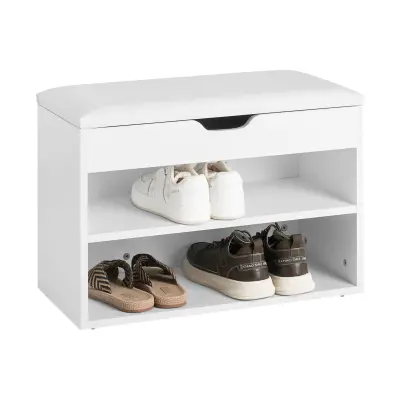 SoBuy hallway bench shoe rack with seat in color white in minimalism style