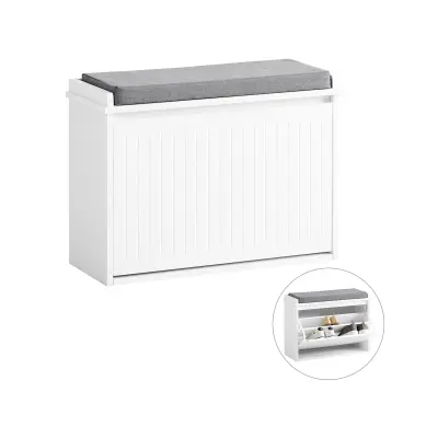 SoBuy hallway bench shoe rack with seat in color white in scandinavian style